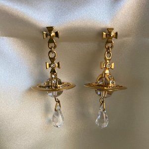 Vivenne Westwood Crystal Orb Earrings Gold Plated